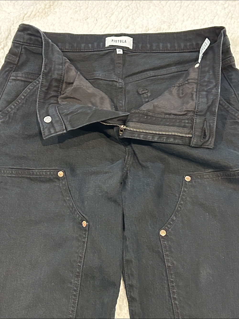 Pistola Lexi Mid Rise Straight Carpenter Jeans size 29 Coal Black - Picture 5 of 14